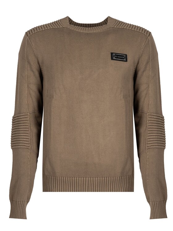 Les Hommes Les Hommes Sweter LKK122-607U | Motorcycle Jumper Beżowy Regular Fit