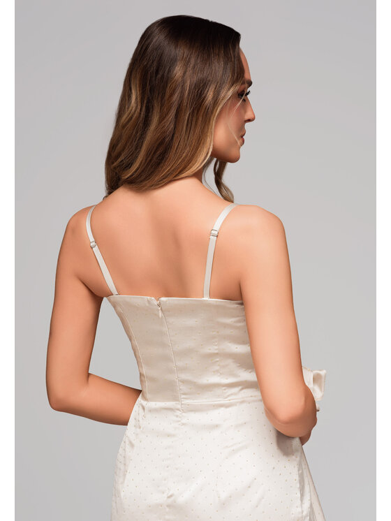 Ombre Ombre Sukienka wieczorowa LA-OM-DLR104 Écru Regular Fit
