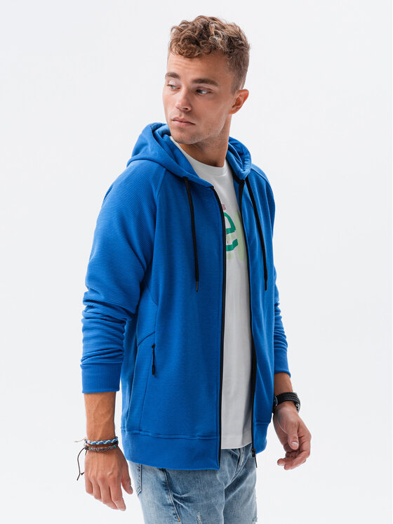 Ombre Ombre Mikina OM-SSZP-0124 Modrá Regular Fit