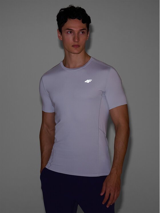 4F 4F Koszulka techniczna BLAST Szary jasny Slim Fit