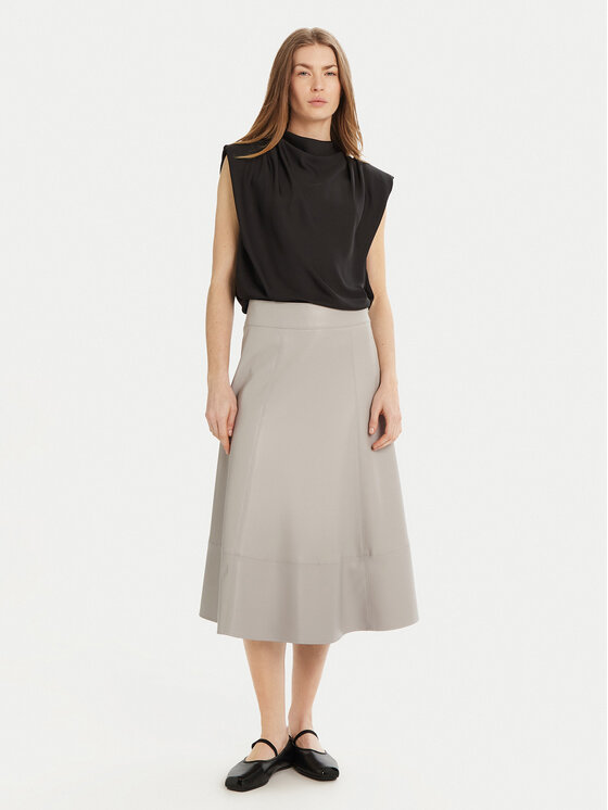 Max Mara Leisure Max Mara Leisure Sukňa z imitácie kože Marzia 2516771027 Sivá Regular Fit