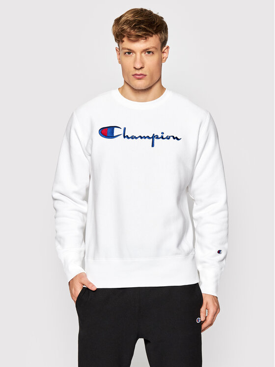Champion Sweatshirt Embroidered Script Logo Reverse Weave 216539 Blanc  Regular Fit | Modivo.fr