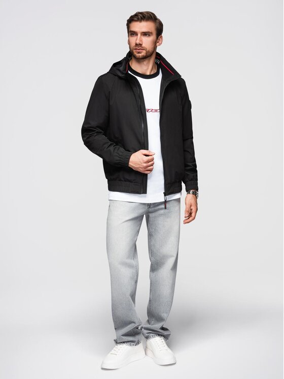 Ombre Ombre Kurtka przejściowa OM-JANP-0222 Czarny Regular Fit