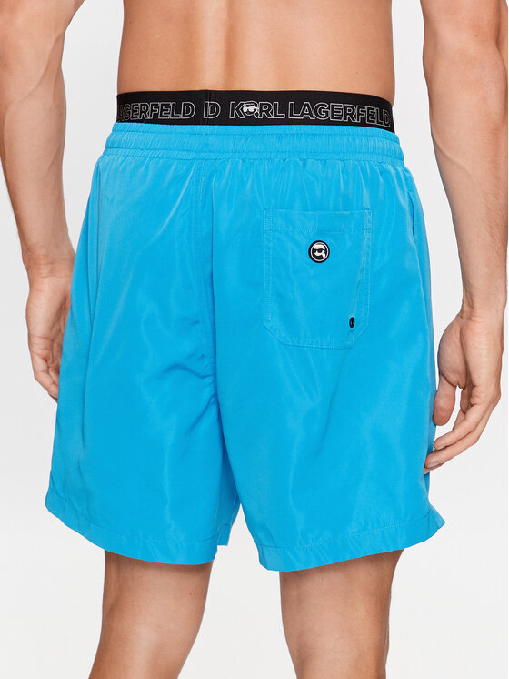 KARL LAGERFELD KARL LAGERFELD Szorty plażowe Ikonik 2.0 Elastic Med Shorts 235M2213 Niebieski Regular Fit