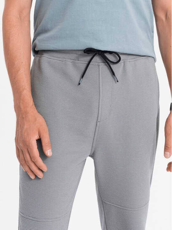 Ombre Ombre Spodnie dresowe OM-PASK-0129 Szary Regular Fit