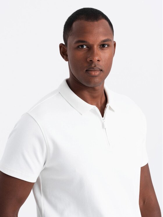 Ombre Ombre Polo OM-POSS-0132 Biały Regular Fit