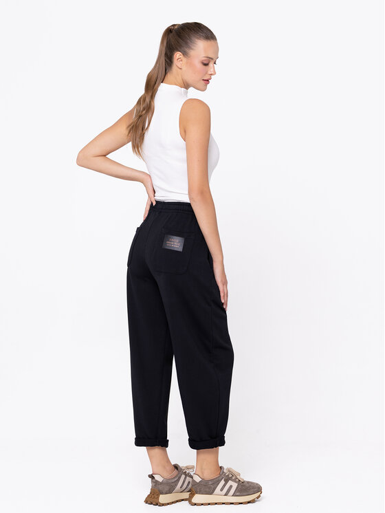 Miss LK Miss LK Spodnie materiałowe MISSLKSM Czarny Loose Fit