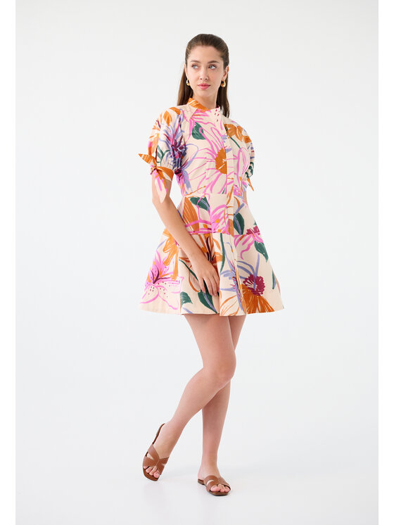 Leimann Leimann Sukienka letnia Fiorella Beżowy Feminine Fit