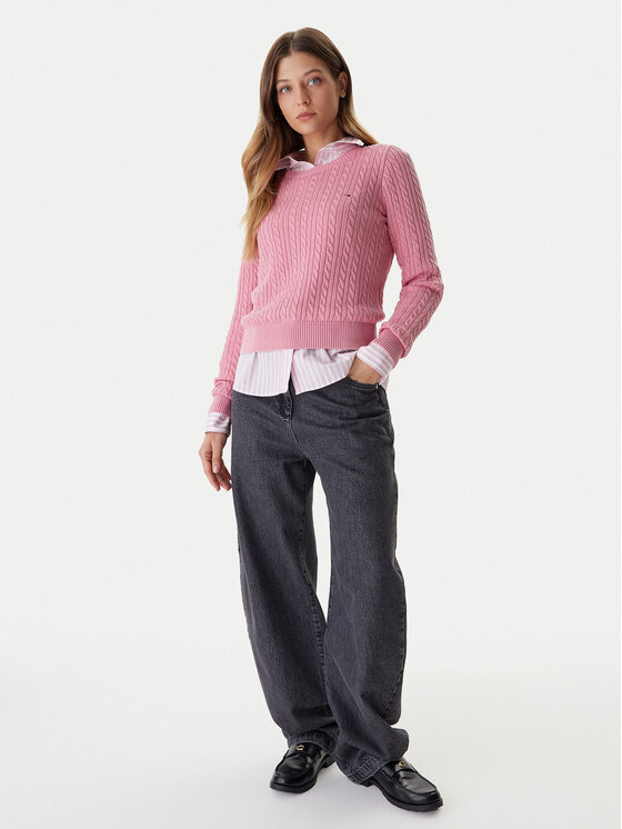 Tommy Jeans Tommy Jeans Džemper Cable Essential DW0DW22165 Ružičasta Regular Fit