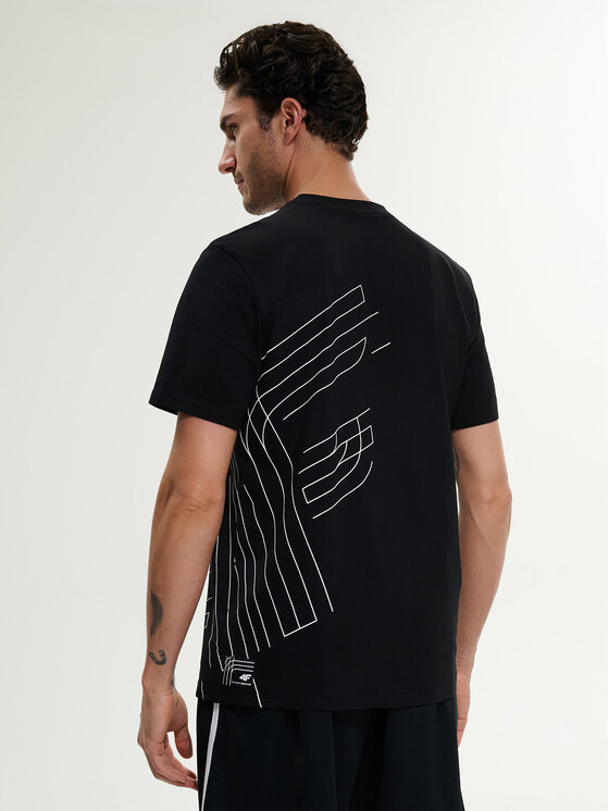 4F 4F T-Shirt MONOCHROME MOVEMENT Czarny Regular Fit