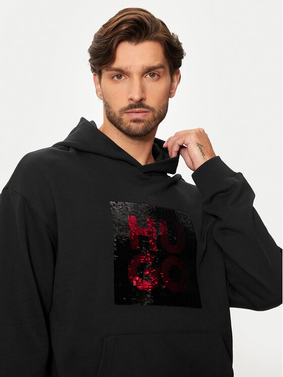 HUGO Hugo Majica dugih rukava Deseqino 50521506 Crna Relaxed Fit