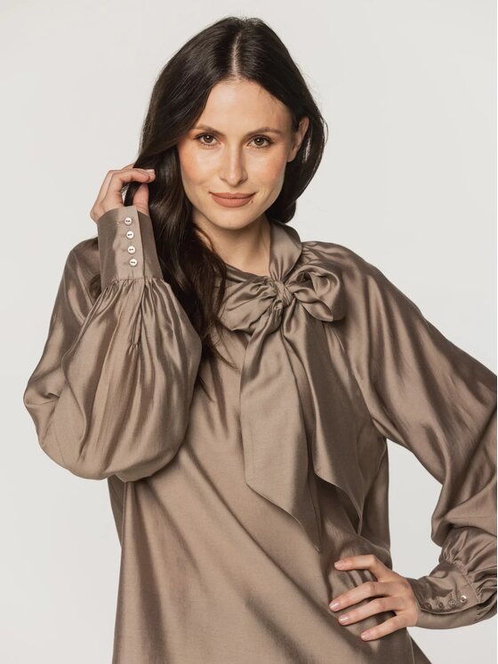 Willsoor Willsoor Bluzka 61514 Brązowy Oversize