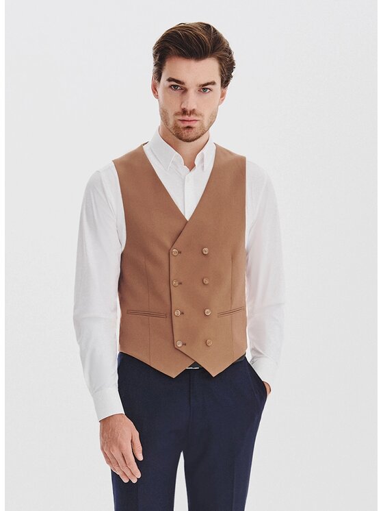 Pako Lorente Pako Lorente Kamizelka garniturowa P25WF-8X-008 Miedziany Slim Fit