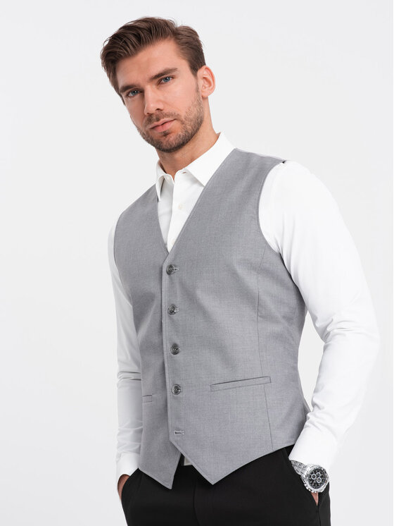 Ombre Ombre Kamizelka OM-BLZV-0112 Szary Fitting Fit