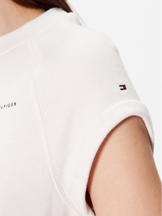 Tommy Hilfiger Tommy Hilfiger Sukienka dzianinowa 1985 Mini Corp Logo WW0WW37842 Écru Relaxed Fit