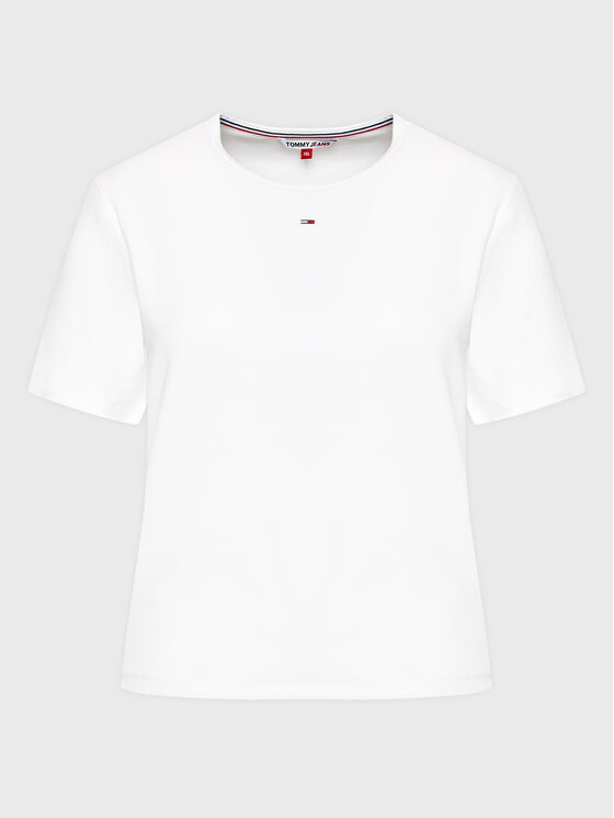 Tommy Jeans Curve Tricou Essential DW0DW15108 Alb Regular Fit