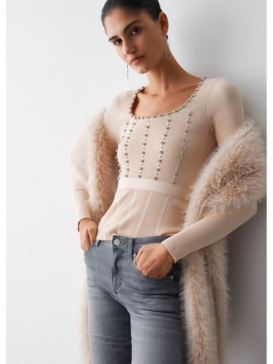 Liu Jo Liu Jo Sweter PA6021MS99EC3908 Biały Slim Fit