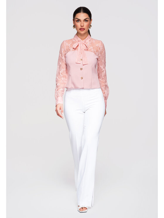 Ombre Ombre Koszula OW-SH-E0036 Różowy Slim Fit