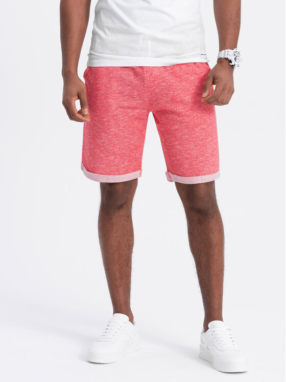 Ombre Ombre Šortky z materiálu OM-SRSK-0116 Červená Loose Fit