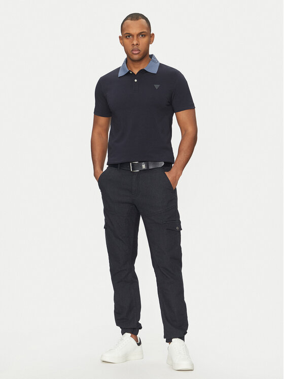Guess Guess Pantaloni din material M5RB54 WGXY1 Bleumarin Slim Fit
