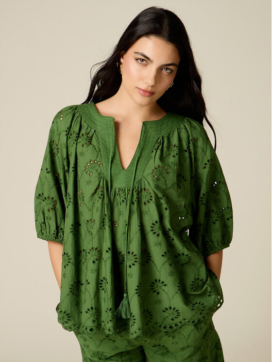 Oltre Oltre Blusa 2015E000367N015 Verde Baggy Fit