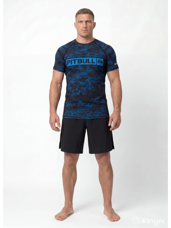 PITBULL PITBULL Koszulka techniczna HEX CAMO HILLTOP Niebieski Regular Fit
