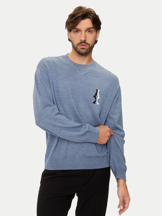 Armani Exchange Sveter 6DZM6H ZM5BZ 15DU Modrá Regular Fit