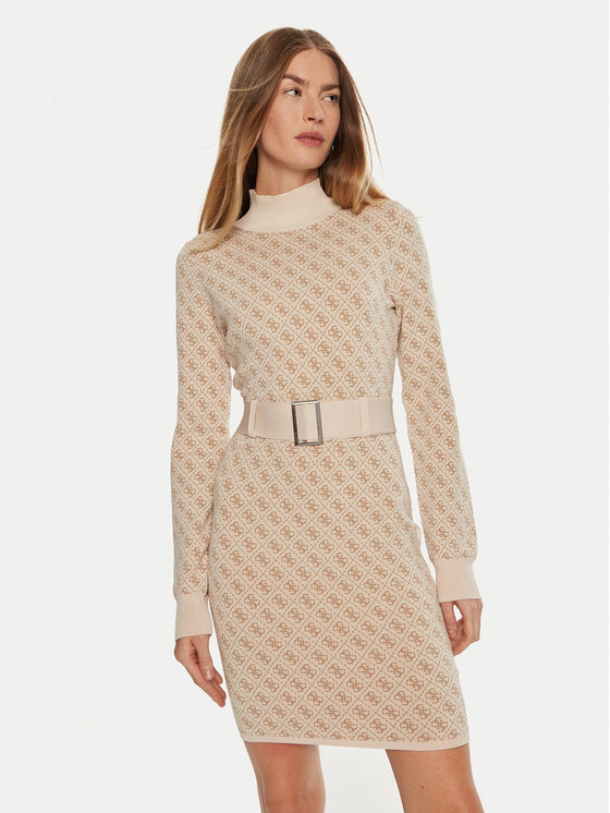 Guess Guess Džemper haljina Lise W4BK43 Z37K0 Bež Regular Fit
