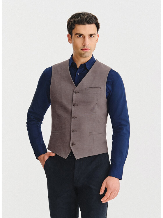 Pako Lorente Pako Lorente Kamizelka garniturowa P25WF-8X-003 Brązowy Slim Fit