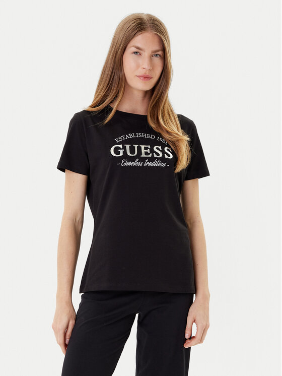 Guess Guess T-Shirt V5YI12 J1314 Czarny Regular Fit