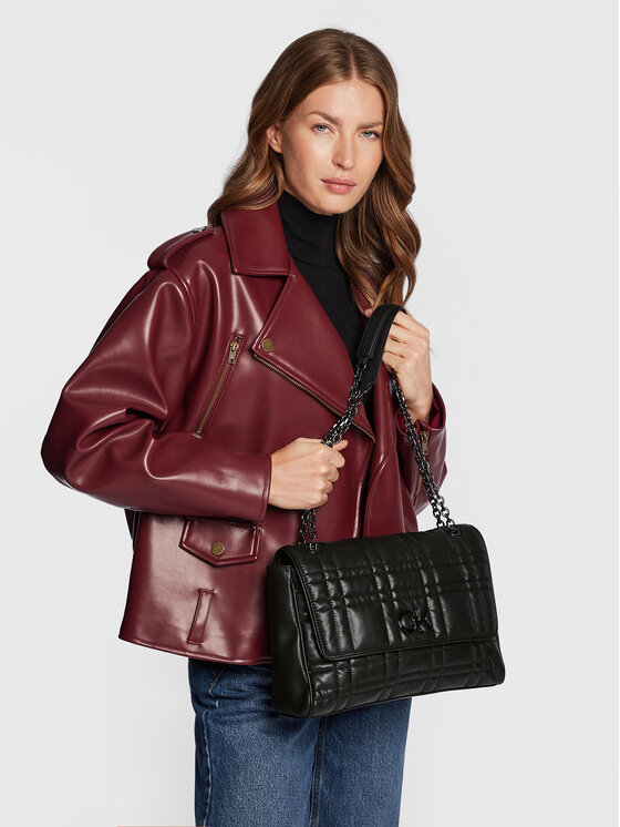 Calvin Klein Calvin Klein Дамска чанта Re-Lock Quilt Shoulder Bag Lg K60K609884 Черен