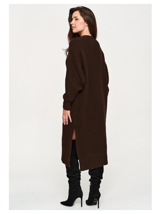 Makadamia Makadamia Sweter S177 Brązowy Loose Fit