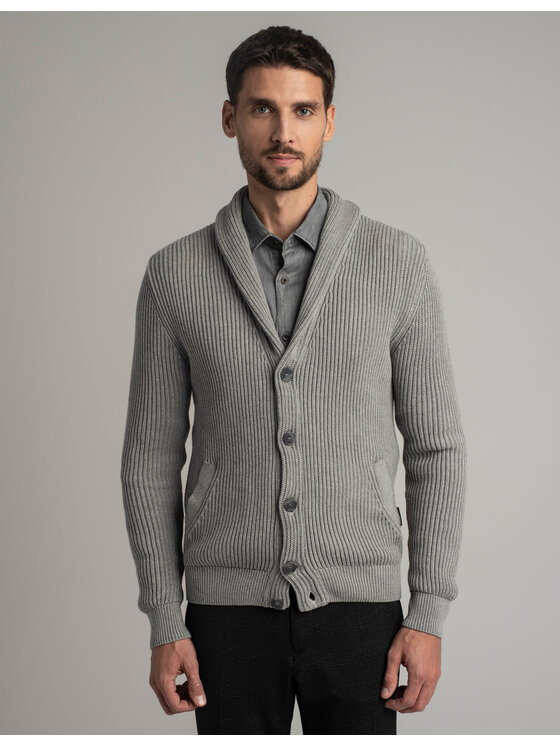 Borgio Borgio Kardigan magnano_sz Szary Regular Fit