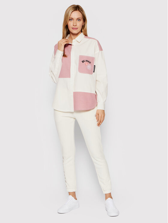 Camicia Color-Blocked 10022971-A01 Beige Oversize