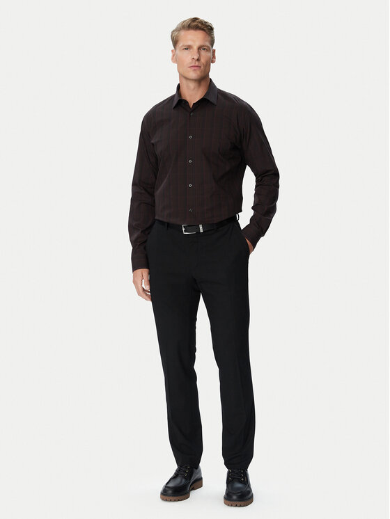 HUGO HUGO Särk Valerio 50570567 Tumepruun Modern Fit