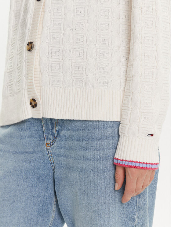 Tommy Jeans Tommy Jeans Kardigāns Cable DW0DW21681 Écru Relaxed Fit
