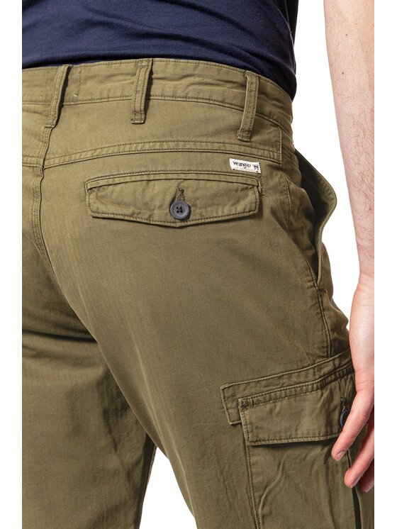 Wrangler Wrangler Szorty jeansowe CARGO SHORTS Zielony Regular Fit