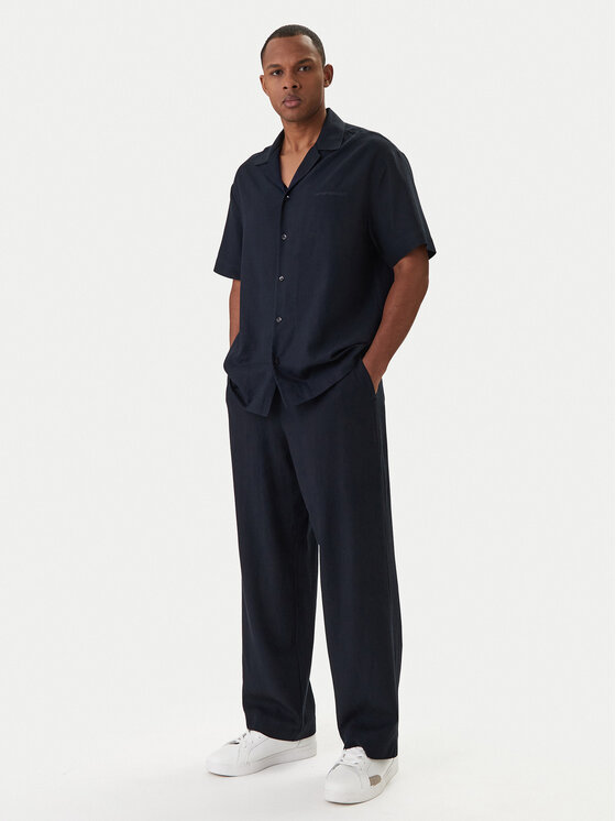 Emporio Armani Emporio Armani Kalhoty z materiálu EM000586 AF20590 UB102 Tmavomodrá Regular Fit