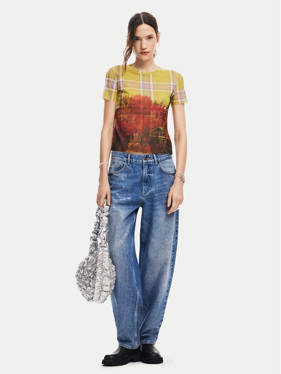 Desigual Desigual Marškinėliai Double 24WWTK27 Spalvota Slim Fit