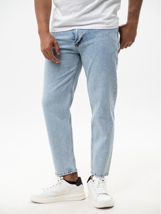 Jeansy Jigga Wear, Rozmiar M, Niebieskie, Spodnie Jeansowe Carrot Męskie Sprane Jasne Niebieskiee Jigga Wear Crown M