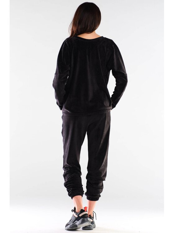 Awama Awama Bluzka A417 Czarny Basic Fit