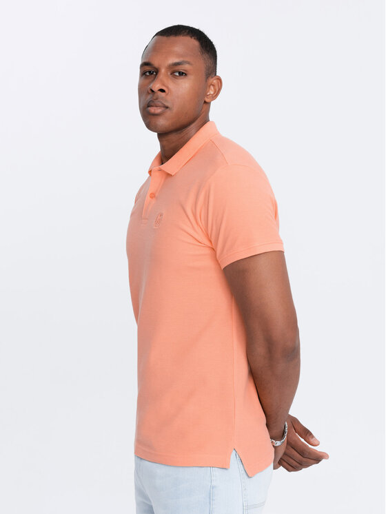 Ombre Ombre Polo OM-POBS-0100 Pomarańczowy jasny Regular Fit