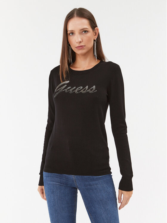 Guess Džemperis W3BR22 Z2NQ2 Melns Slim Fit