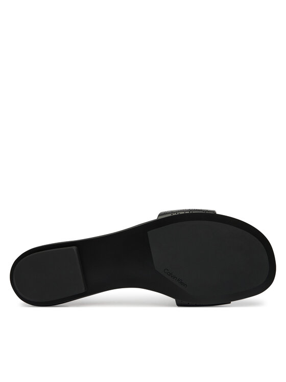 Calvin Klein Calvin Klein Klapki Org Flat Sndl One Bar Lth Aop HW0HW02857 Czarny