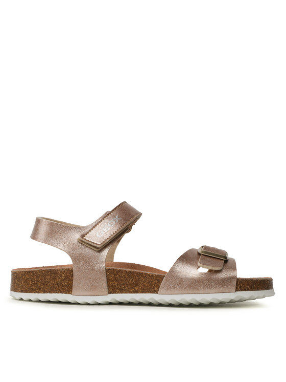 Geox J Adriel Girl G – Sandalo Per Bambine E Ragazze, Chiusura A Doppio Anello, Suola In Gomma, Effetto Madreperla