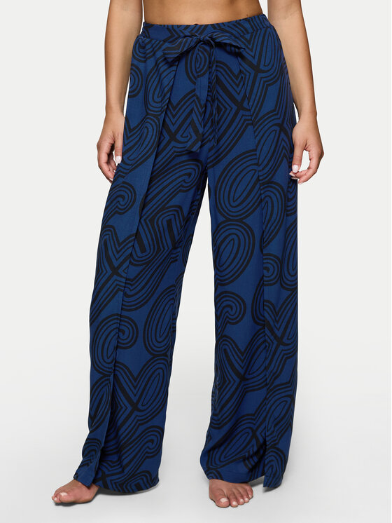 Triumph Triumph Hlače iz tkanine Beach MyWear 10222189 Mornarsko modra Wide Leg