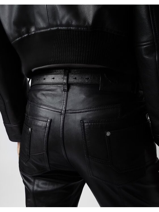 Zadig & Voltaire Zadig & Voltaire Spodnie skórzane RWPA077NOIR Czarny Modern Fit
