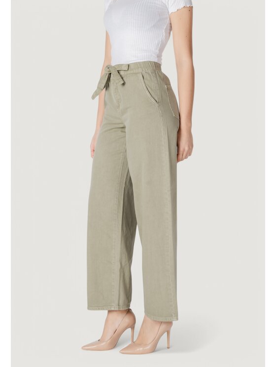 ONLY ONLY Pantaloni da donna Onlsilla Mw Belt Wide Pant Pnt Verde Wide Fit