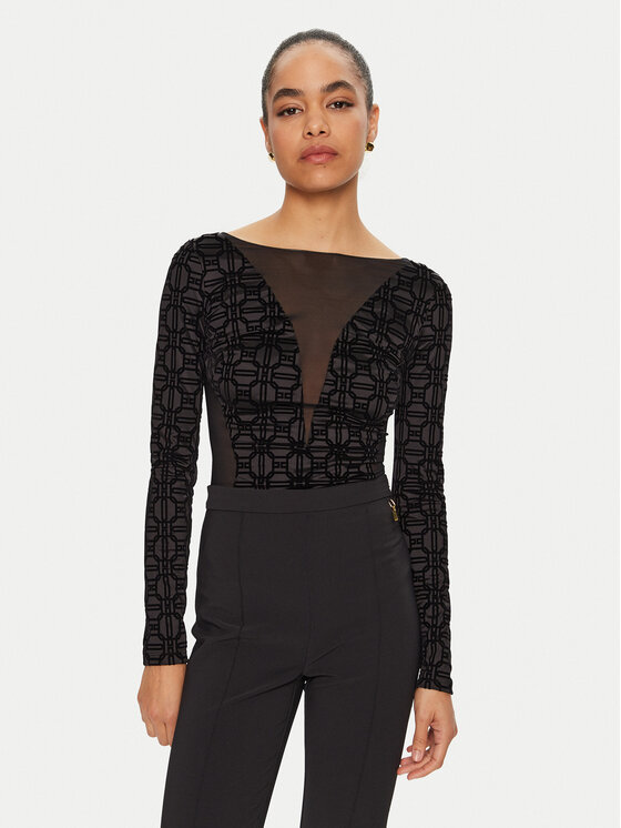 Elisabetta Franchi Body BO-011-47E2 Čierna Slim Fit