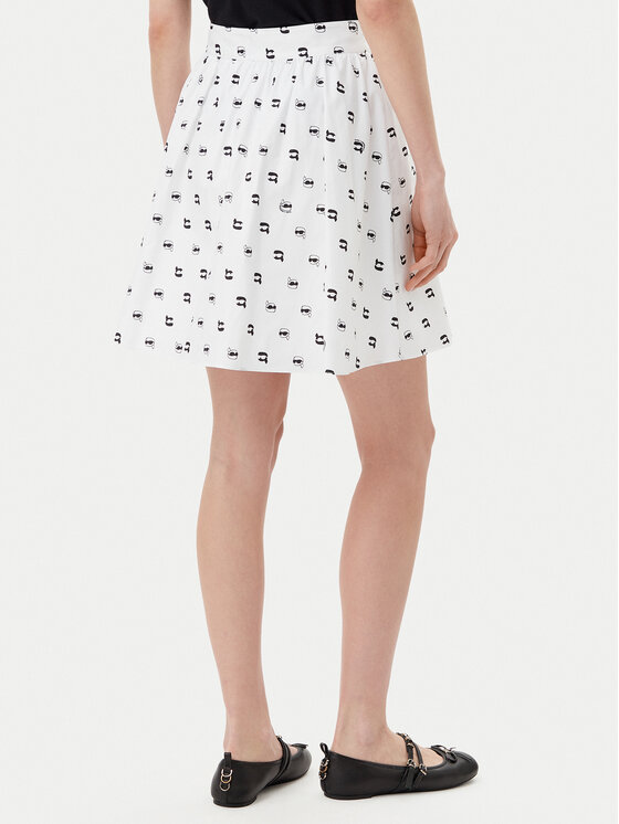 KARL LAGERFELD KARL LAGERFELD Trapézová sukně A2W12029 Bílá Regular Fit